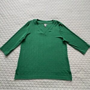 Chico's Travelers Women’s Tunic Top Size 3 Cabana Green Wrinkle Free Half Sleeve